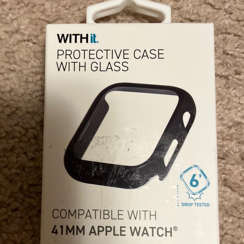 Black Protective Case with Glass for 41mm Apple Watch